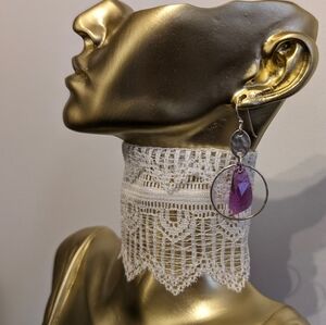 Sterling Silver Fushia Pink Crystal Earrings, Formal Dangle Earrings